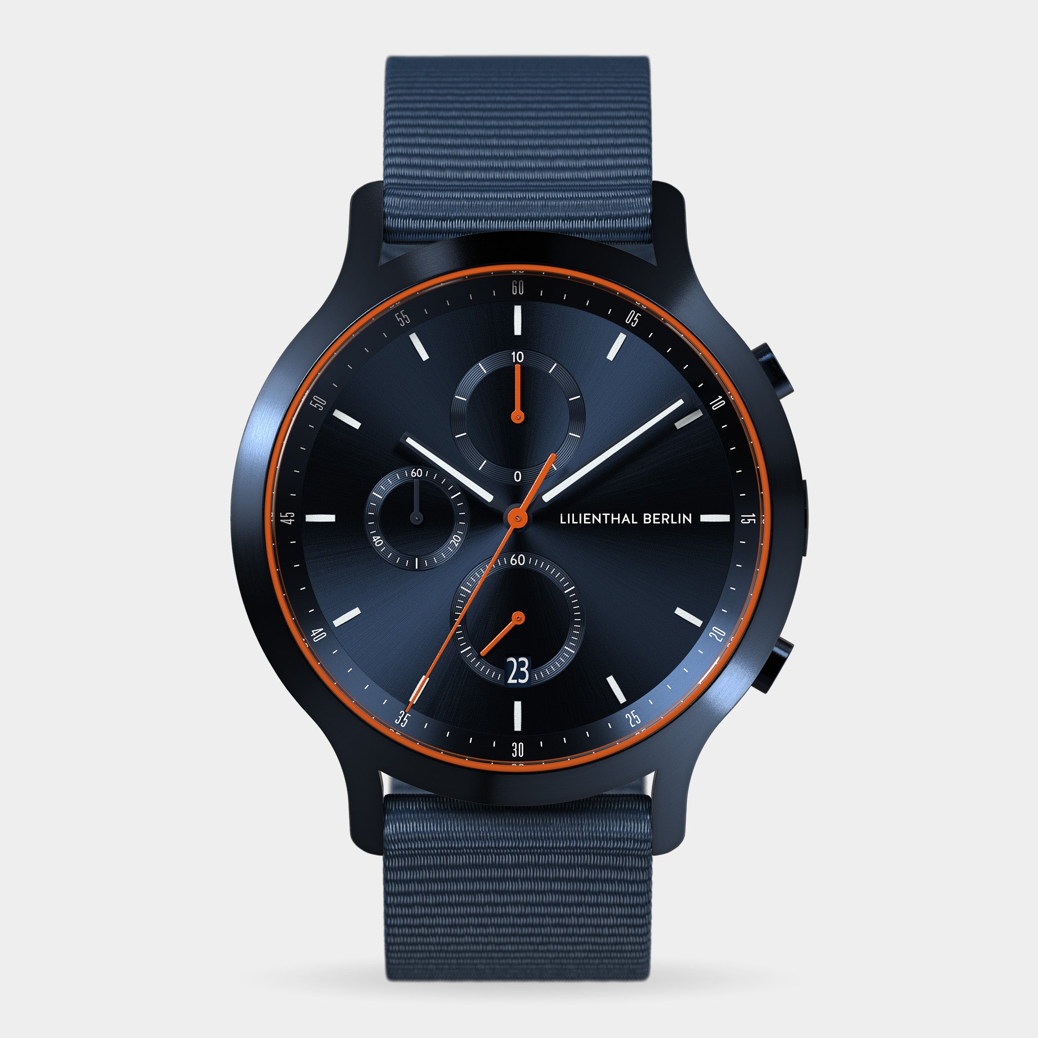 Watch – Chronograph – Men – Blue Orange – Textile | Lilienthal Berlin