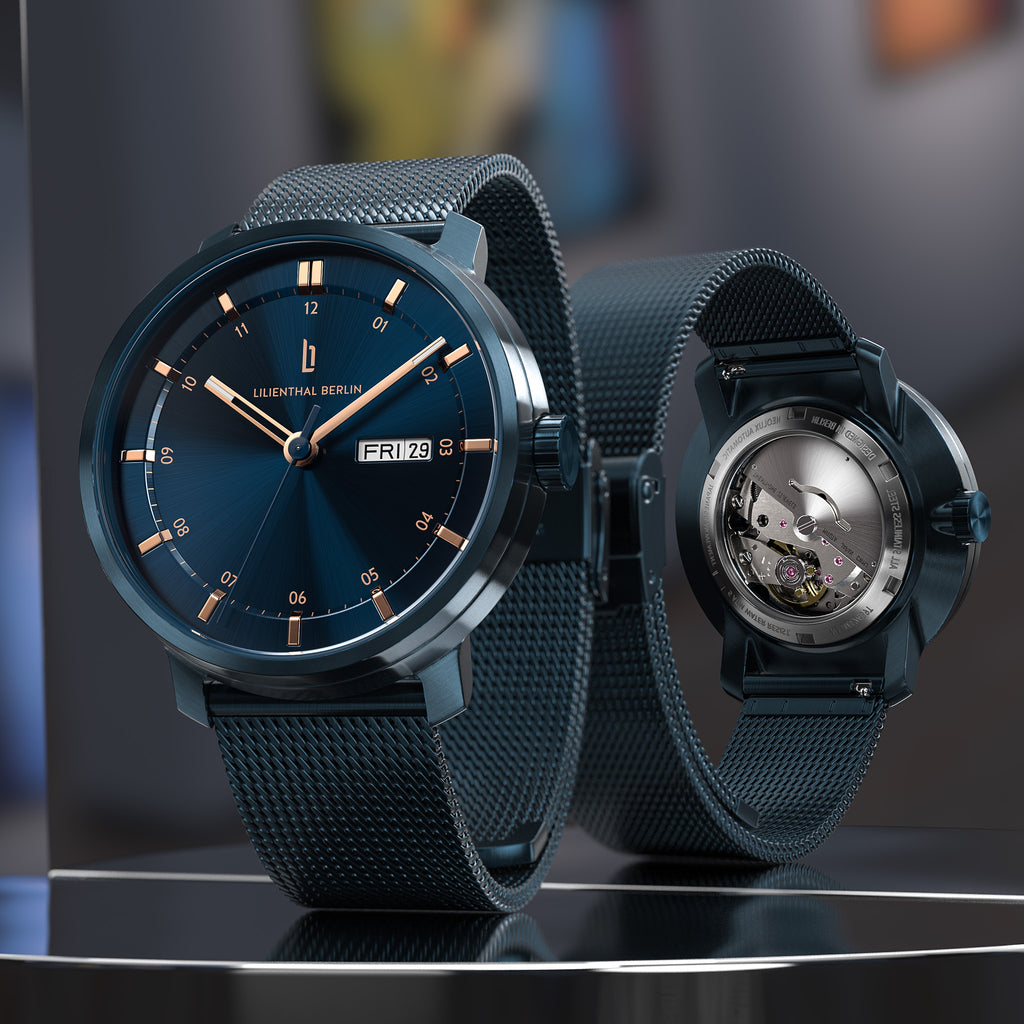 Neolux Day Date Blue Rose Gold - Lilienthal Berlin