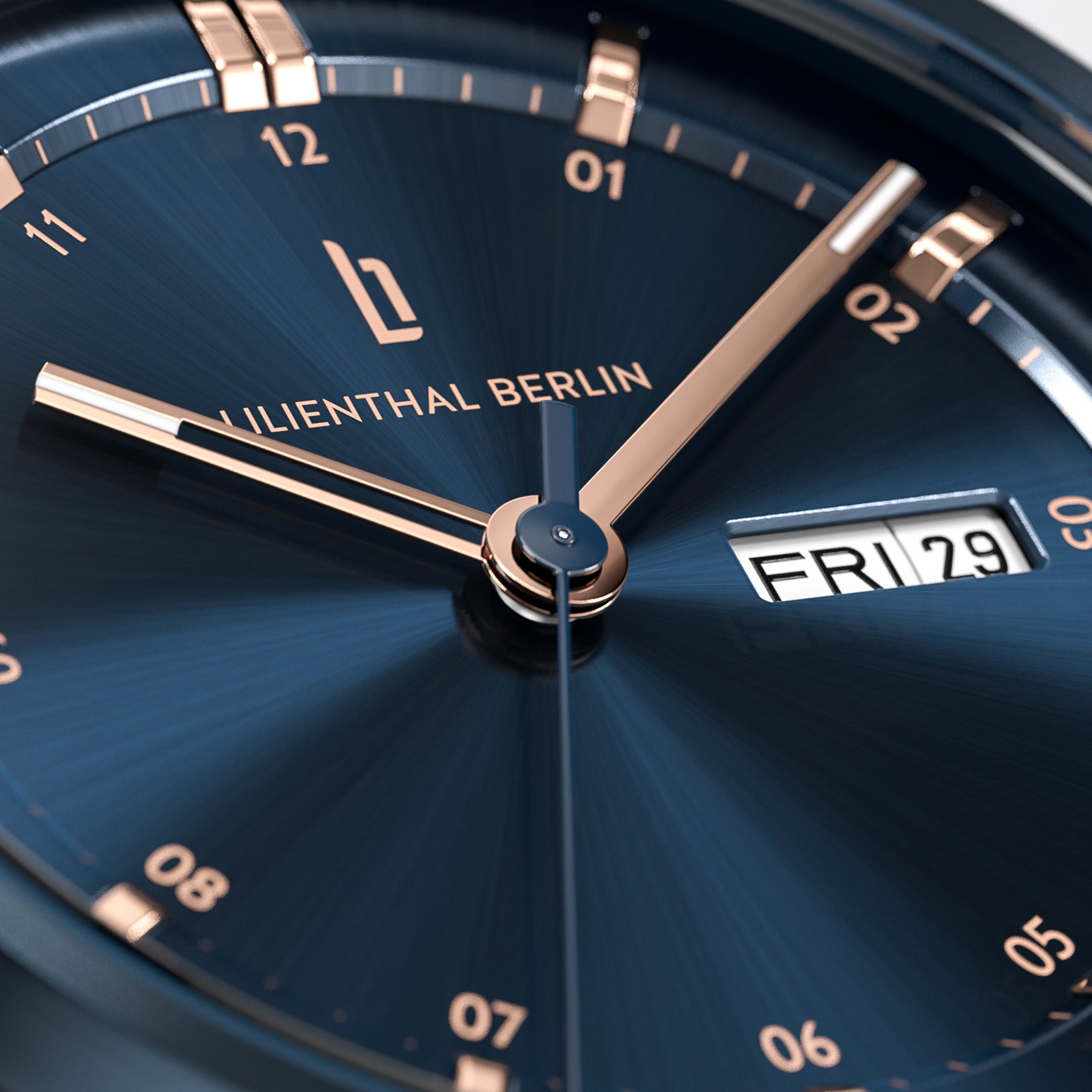 Neolux Day Date Blue Rose Gold - Lilienthal Berlin